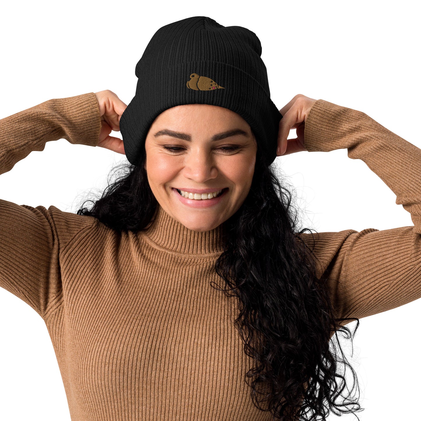 Organic Cotton Embroidered Beanie - Mourning Dove